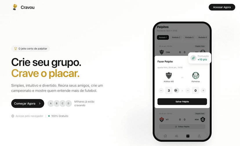 Cravou - Organize bolões com amigos